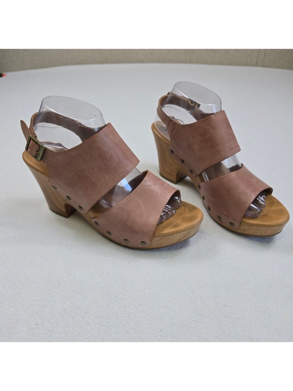Korks Size 9 40.5 Annaleigh Leather Clog Sandals Tan Boho Platform Open-Toe